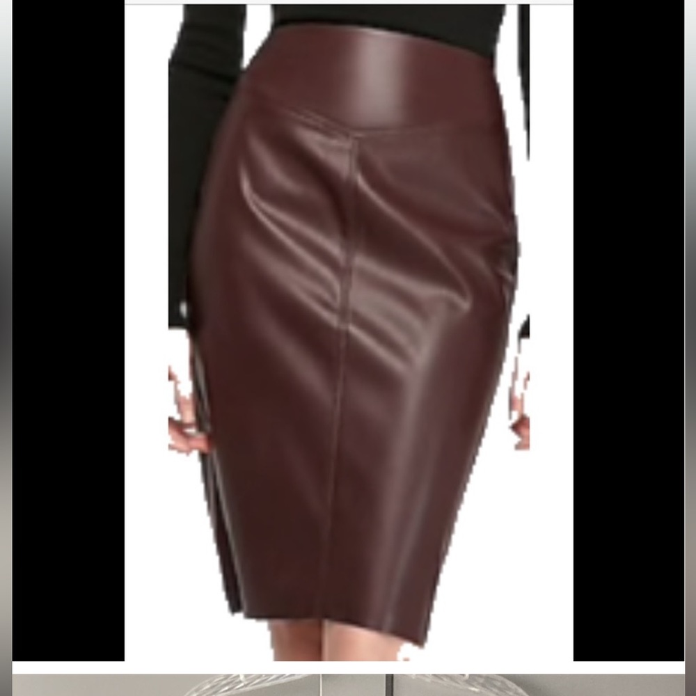 Express Brown Faux Leather Pencil Skirt NWT